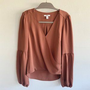 BAR III Blouson-Sleeve Surplice Top